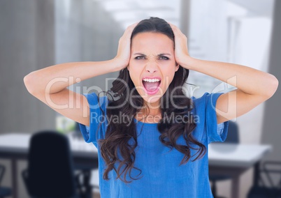 Stressed woman in office