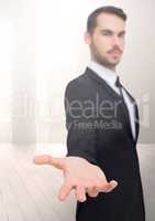 Open palm businessman hand