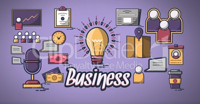Business people group with business icons graphics