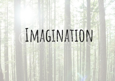 Imagination text with forest