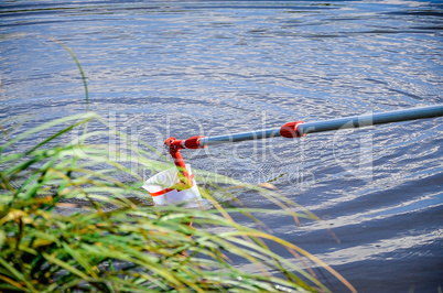 Take samples of water for laboratory testing. The concept - analysis of water purity, environment, ecology.