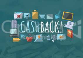 Cashback text with drawings graphics