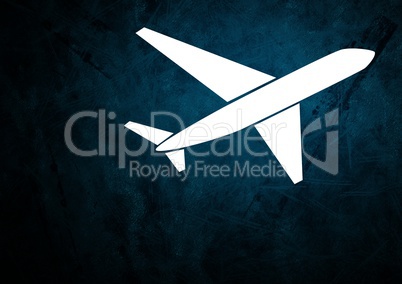Plane icon against blue grunge background