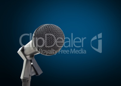 Microphone against blue background