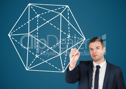 Businessman drawing geometric structure