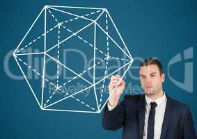 Businessman drawing geometric structure