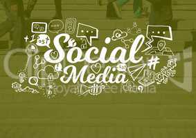 Social Media text with drawings graphics