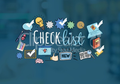 Checklist text with drawings graphics