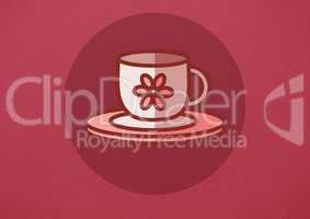 Coffee cup illustration icon against red background