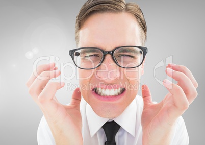 Stressed man against grey background