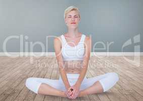 Woman Meditating peaceful yoga in room