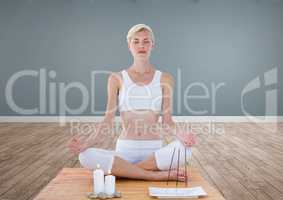 Woman Meditating peaceful in room