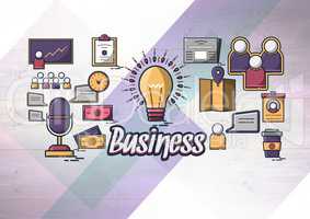 Business text with drawings graphics