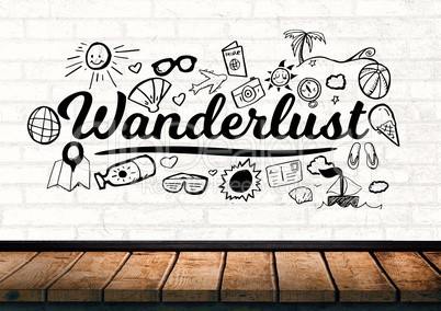 Wanderlust holiday text with drawings graphics