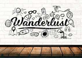 Wanderlust holiday text with drawings graphics
