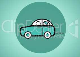 car illustration icon in circle against green background