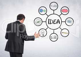 Businessman with idea business graphic drawings