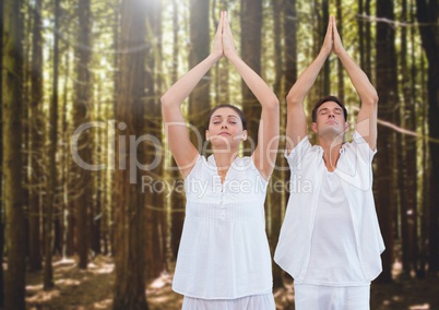 People Meditating yoga in forest