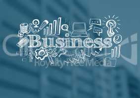Business text with drawings graphics