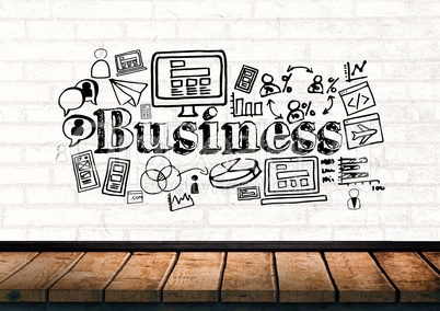 Business text with drawings graphics