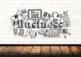 Business text with drawings graphics