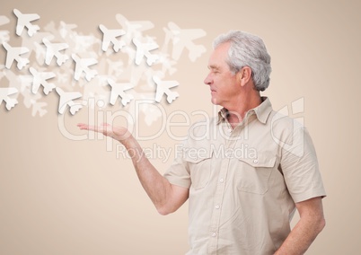 Old Man with open palm hands