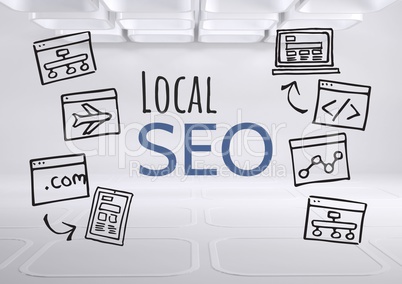 Local SEO text with drawings graphics