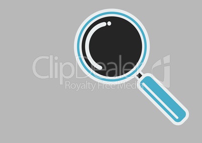 Magnifying glass against grey background