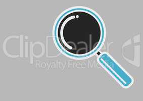 Magnifying glass against grey background