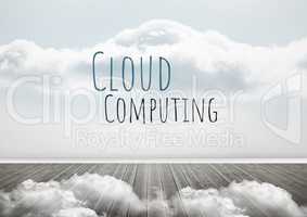 Cloud Computing text with clouds