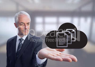 Old Businessman with open palm hands