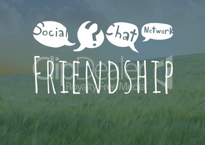 Friendship social media text with drawings graphics
