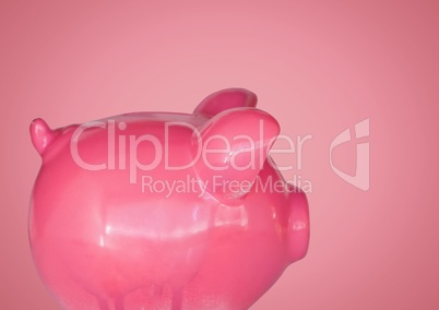 Piggy bank against pink background