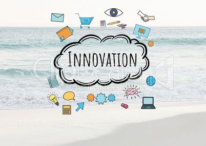 Innovation text with drawings graphics