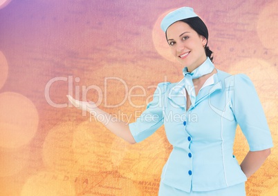 Stewardess against map with bokeh