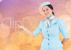 Stewardess against map with bokeh