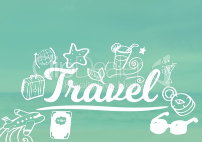 Travel text with drawings graphics