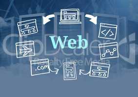 Web text with drawings graphics
