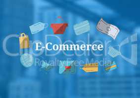 E-Commerce text with drawings graphics