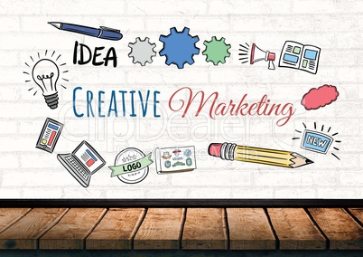 Creative marketing text with drawings graphics