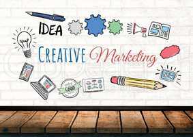 Creative marketing text with drawings graphics