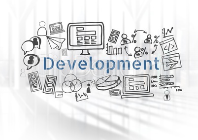 Development text with drawings graphics