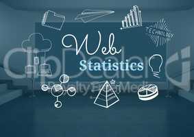 Web statistics text with drawings graphics