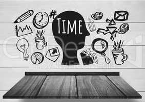 Time text with drawings graphics