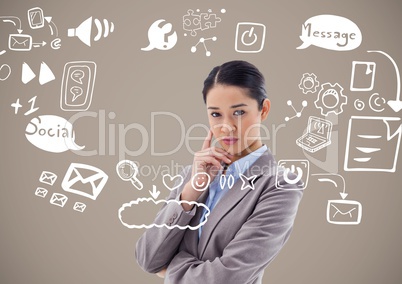 Businesswoman with Business graphics drawings