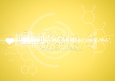White medical interface and flare against yellow background