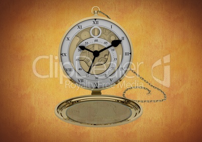 Pocket watch against brown background