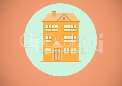House illustration in blue circle