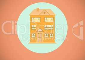 House illustration in blue circle