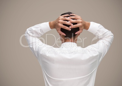 Stressed man against brown background